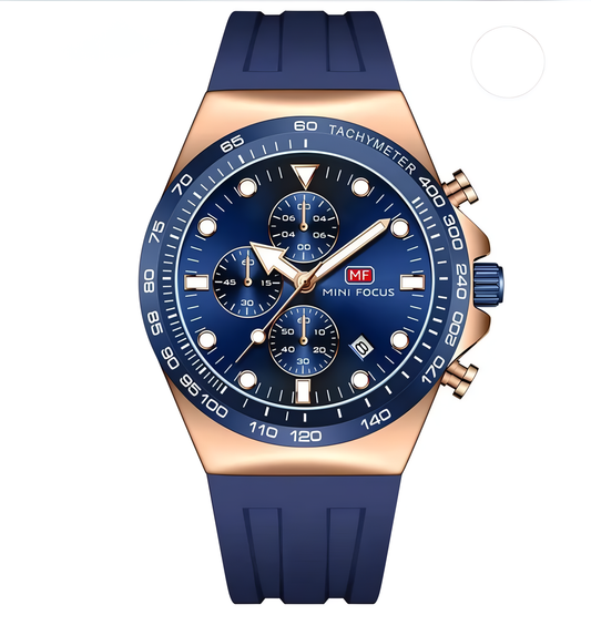 Mini Focus Watch with Blue Dial & Rose Gold Case For Men MF0488G