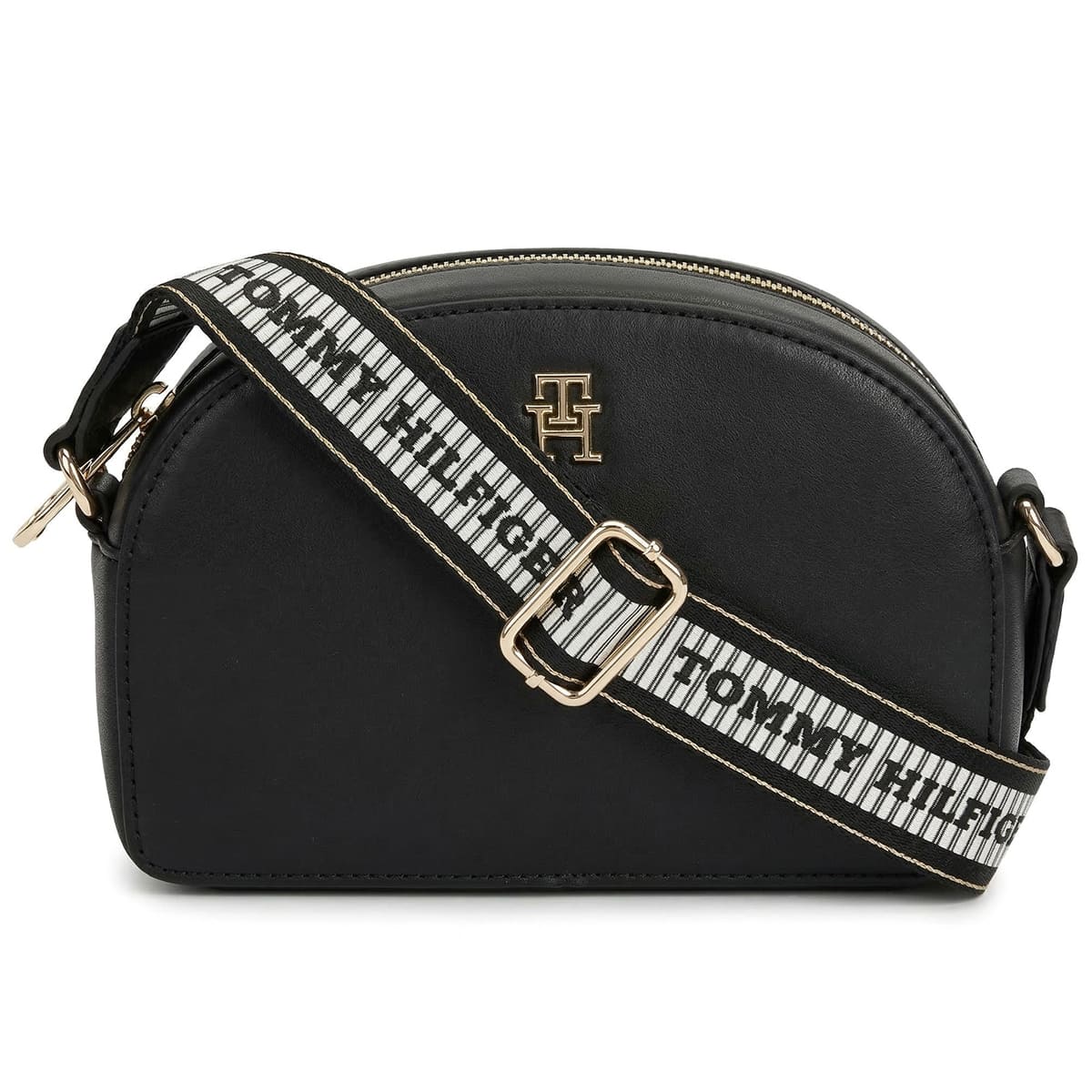 Tommy Hilfiger Women’s Black Crossbody Bag – Leather Compact Everyday Style (AW0AW16679)#60