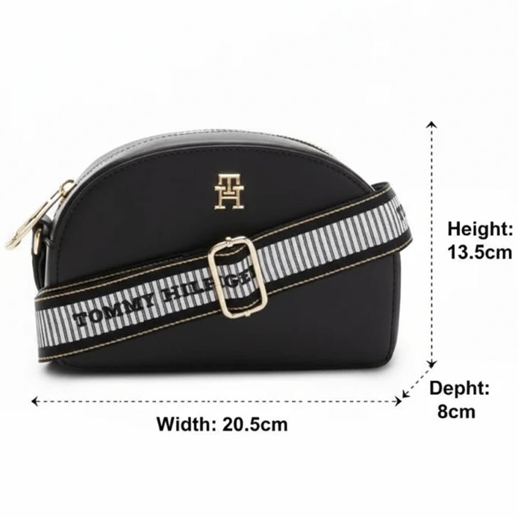 Tommy Hilfiger Women’s Black Crossbody Bag – Leather Compact Everyday Style (AW0AW16679)#60