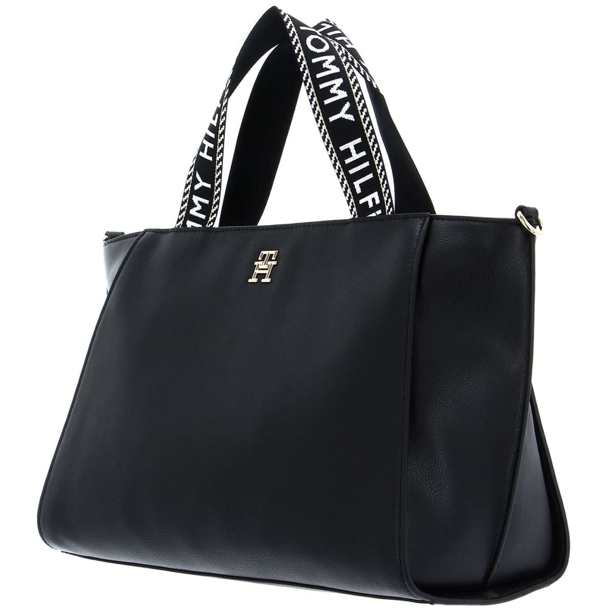 Tommy Hilfiger Women’s Handbag AW0AW14469 BDS – Black Leather Elegant Everyday Tote Bag#64