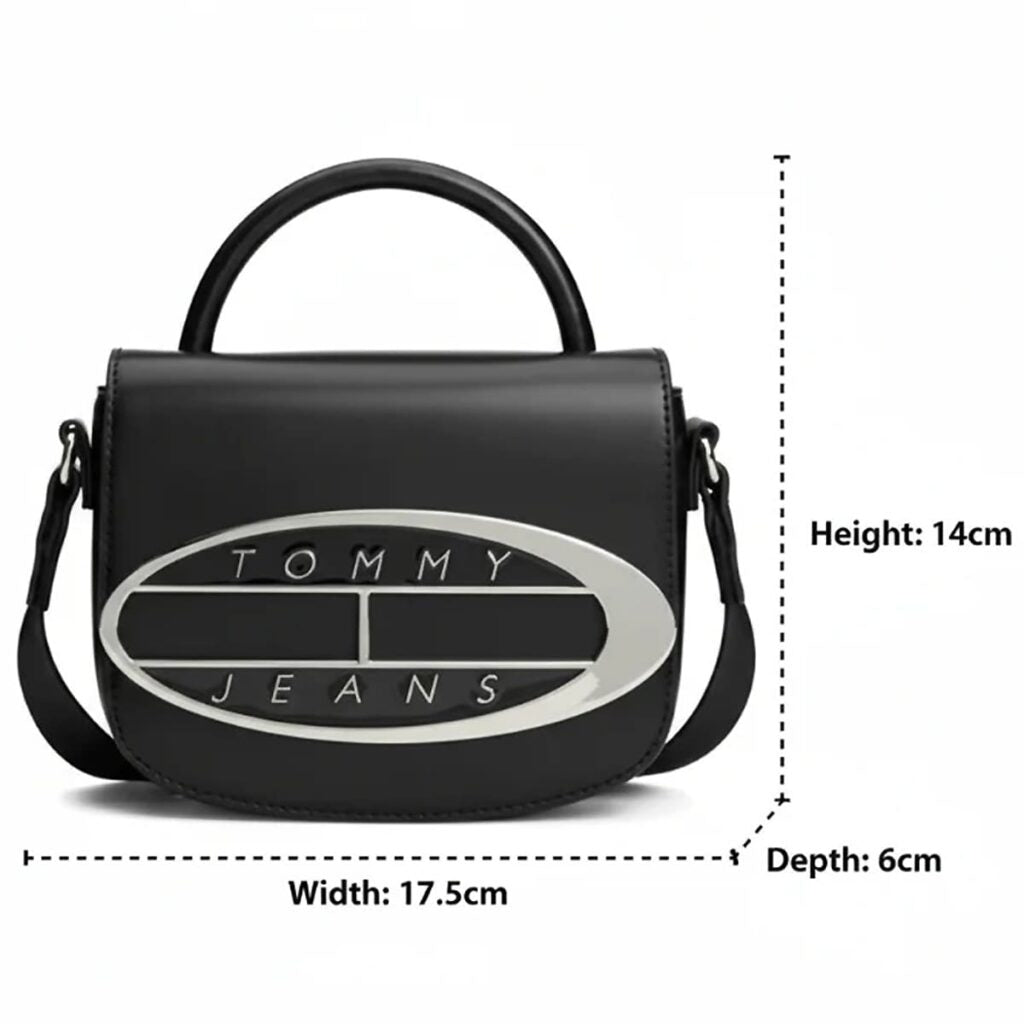 Tommy Hilfiger Women’s Black Leather Handbag AW0AW15811 BDS – Elegant Envelope Flap Design#66