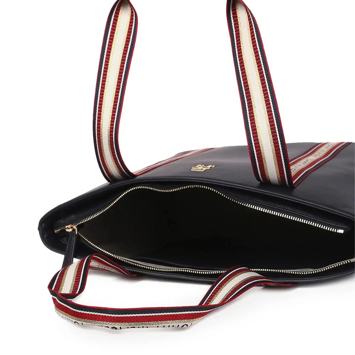 Tommy Hilfiger Women’s Black Tote Bag – Luxury Edition with Signature Striped Handles#65