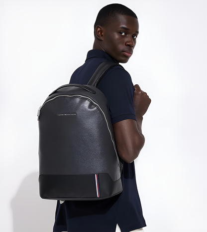 Tommy Hilfiger Black Leather Backpack For Men 47#
