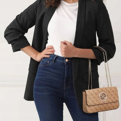 Guess Light Brown Monogram Bag For Women 22#