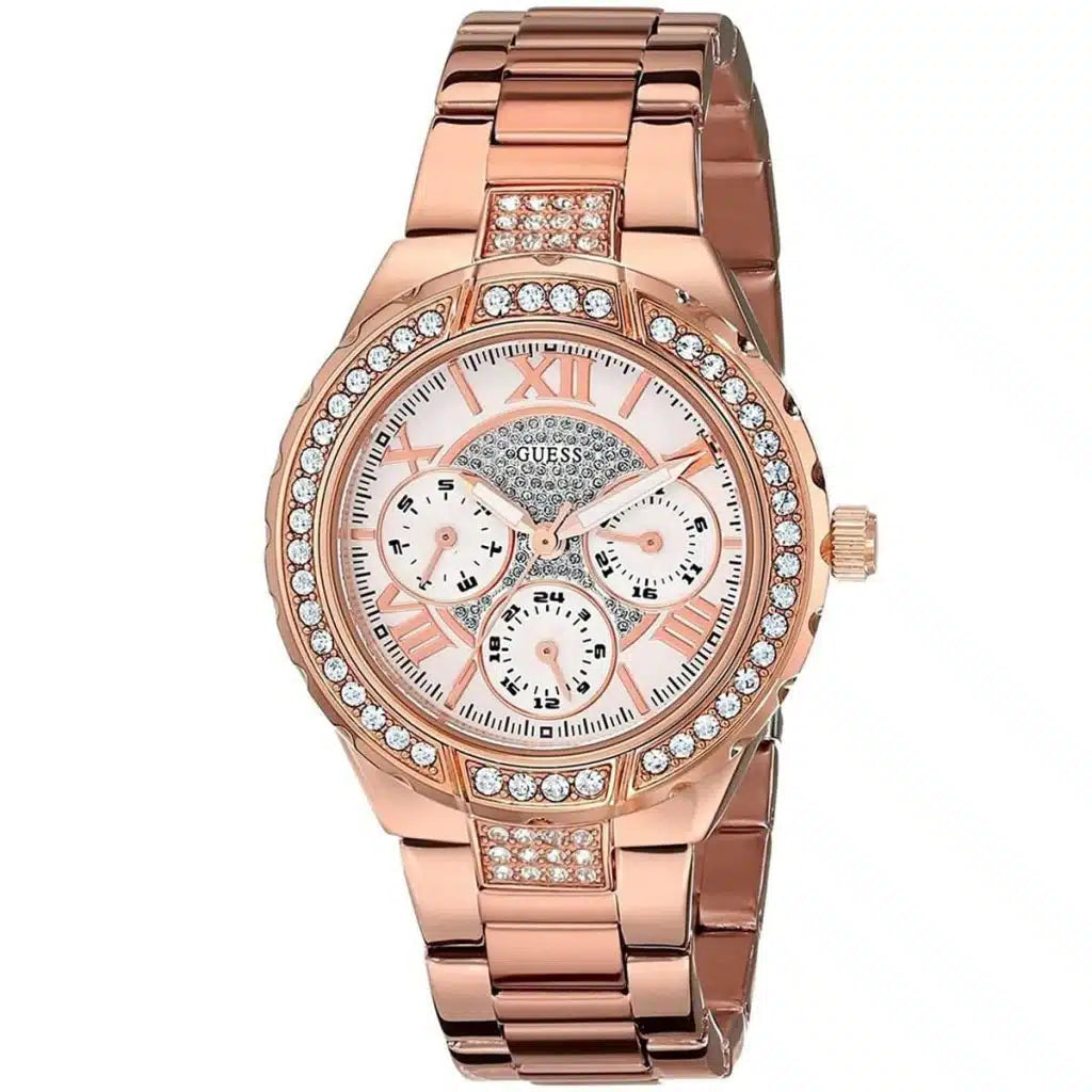 GUESS Viva Women’s Watch W0111L3 – Rose Gold Stainless Steel Strap, White Dial, 36mm, Quartz