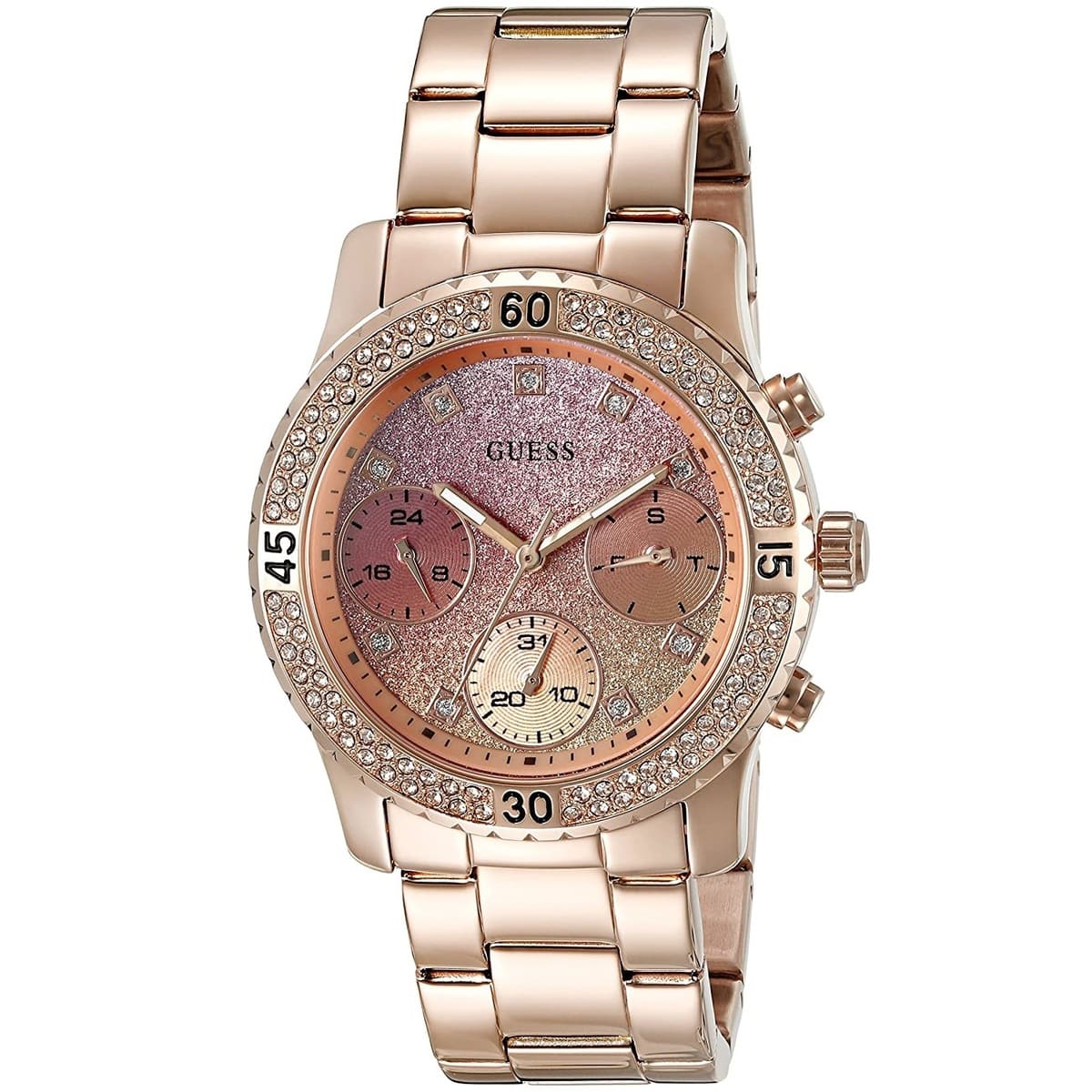 Guess Confetti Women’s Watch – Model W0774L3 | Two-Tone Dial with Elegant Rose Gold Stainless Steel Design