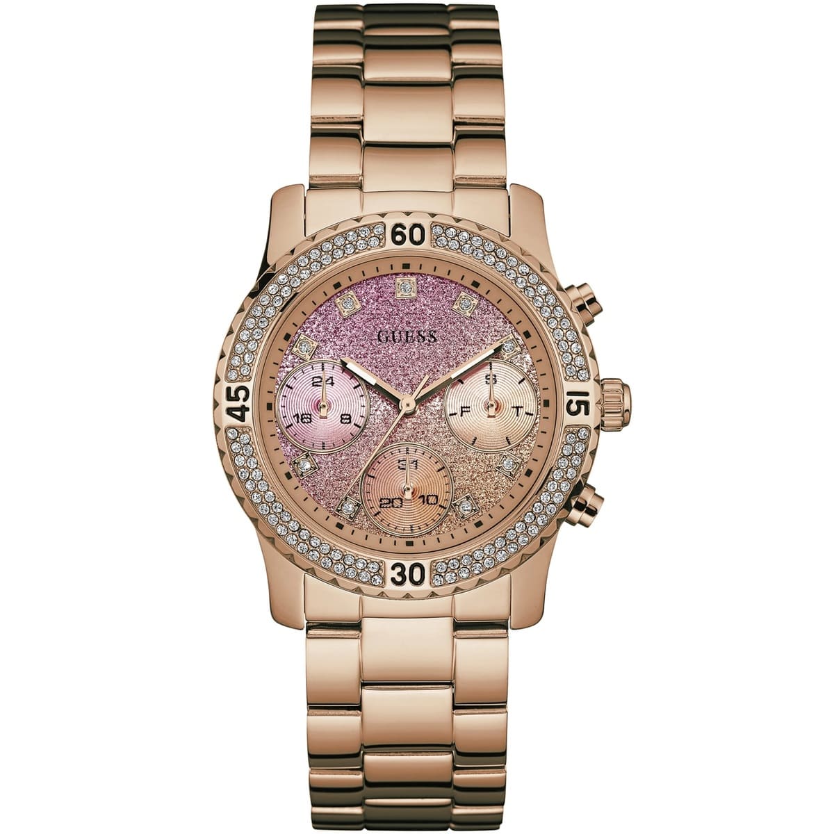 Guess Confetti Women’s Watch – Model W0774L3 | Two-Tone Dial with Elegant Rose Gold Stainless Steel Design