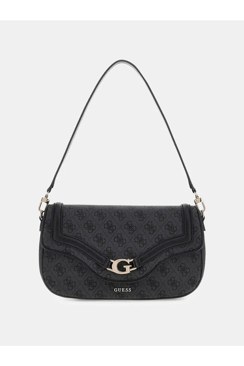 GUESS Black Logo Flap Crossbody Bag with Gold “G” Buckle – Elegant Everyday Shoulder Bag#0187
