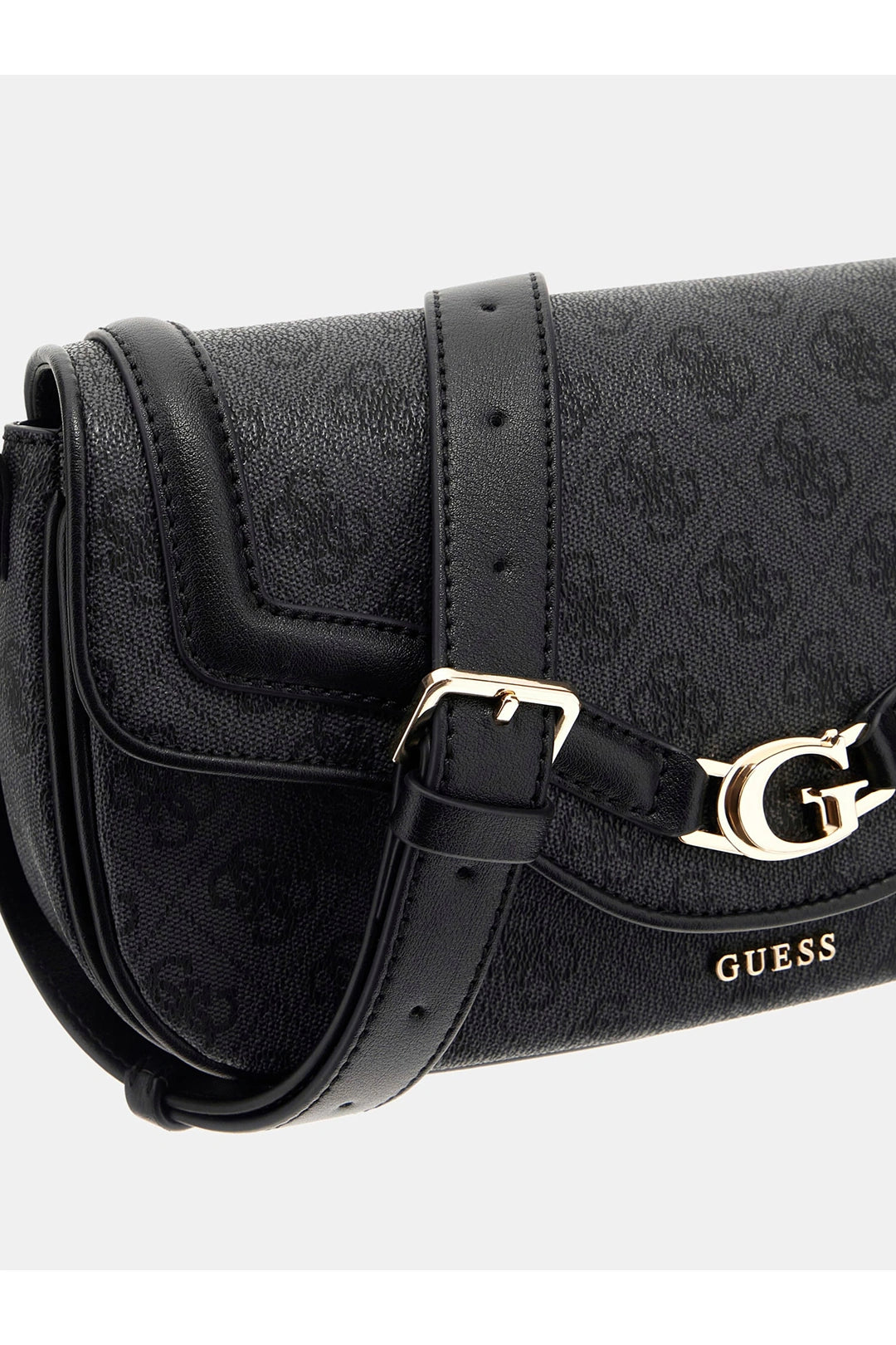 GUESS Black Logo Flap Crossbody Bag with Gold “G” Buckle – Elegant Everyday Shoulder Bag#0187