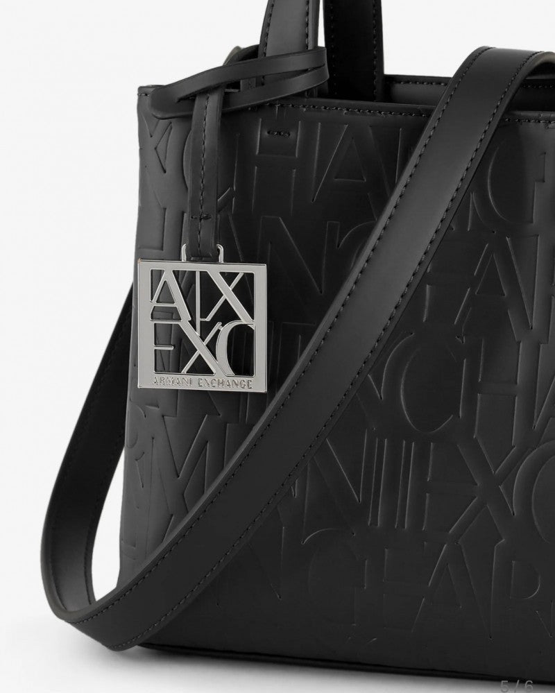 A|X Armani Exchange Black Embossed Logo Tote Bag – Sophisticated Style, All-Day Versatility #7
