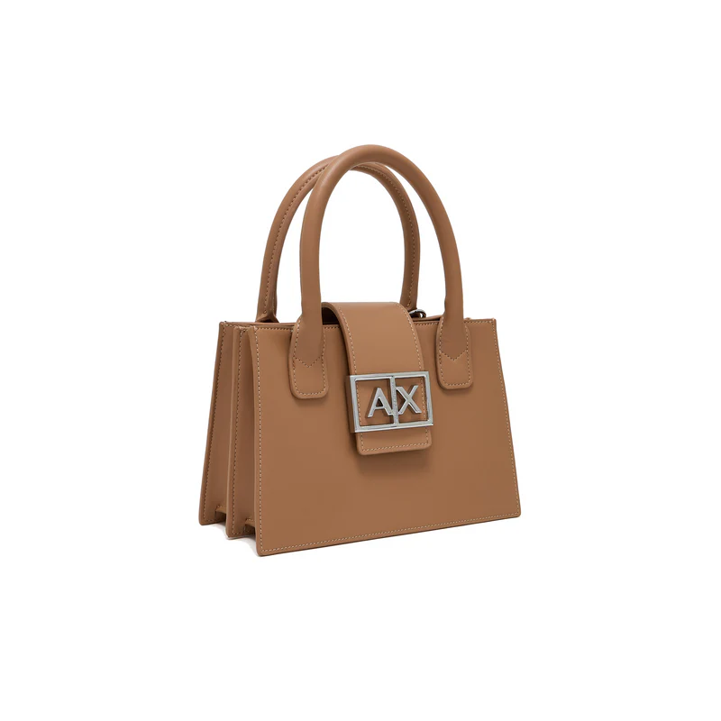A|X Armani Exchange Structured Satchel – Metallic Logo, Modern Sophistication #3