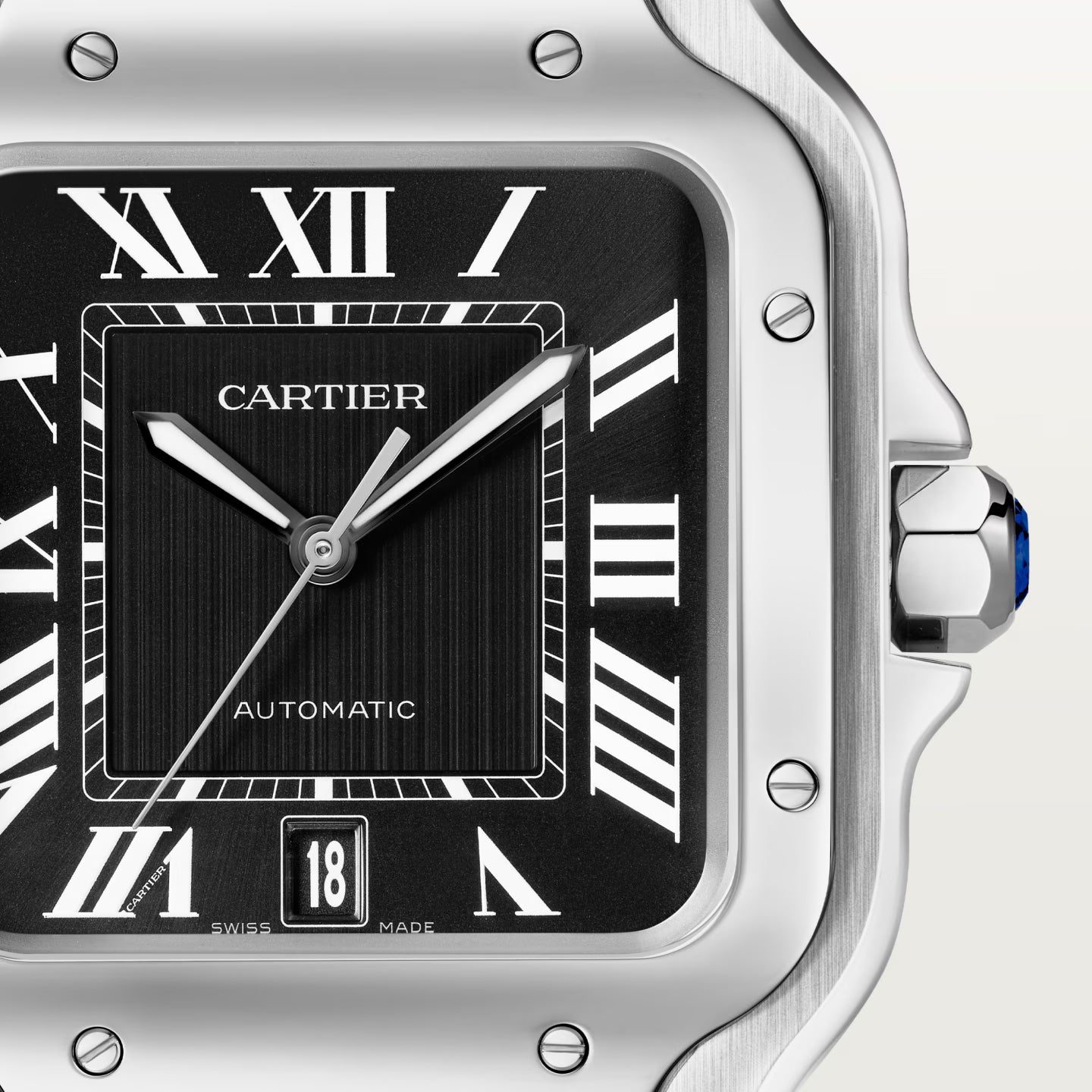 Santos de Cartier LM Watch – Black Dial & Stainless Steel Bracelet