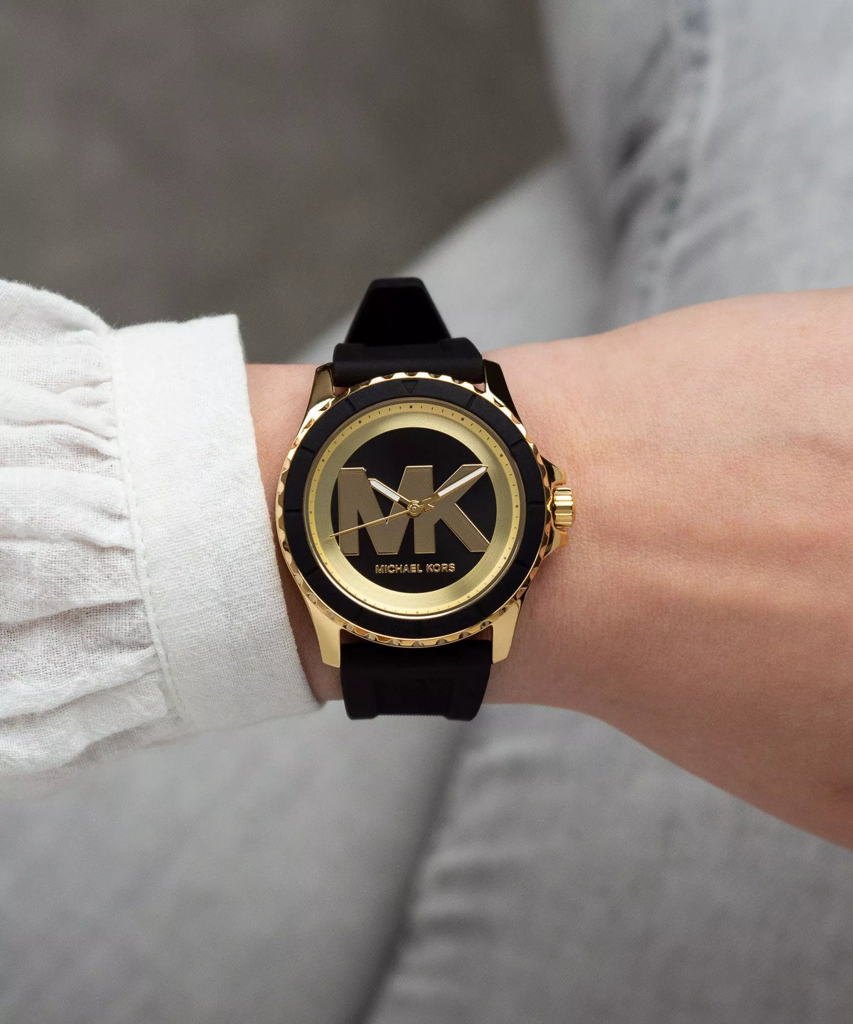 Michael Kors Everest MK7537 Women's Black Silicone Strap Gold-Tone Watch