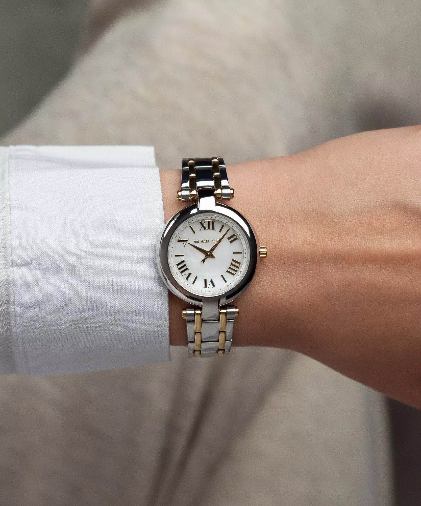 Michael Kors Laney Ladies Watch MK4895 – Elegant Two-Tone Silver & Gold with White Dial