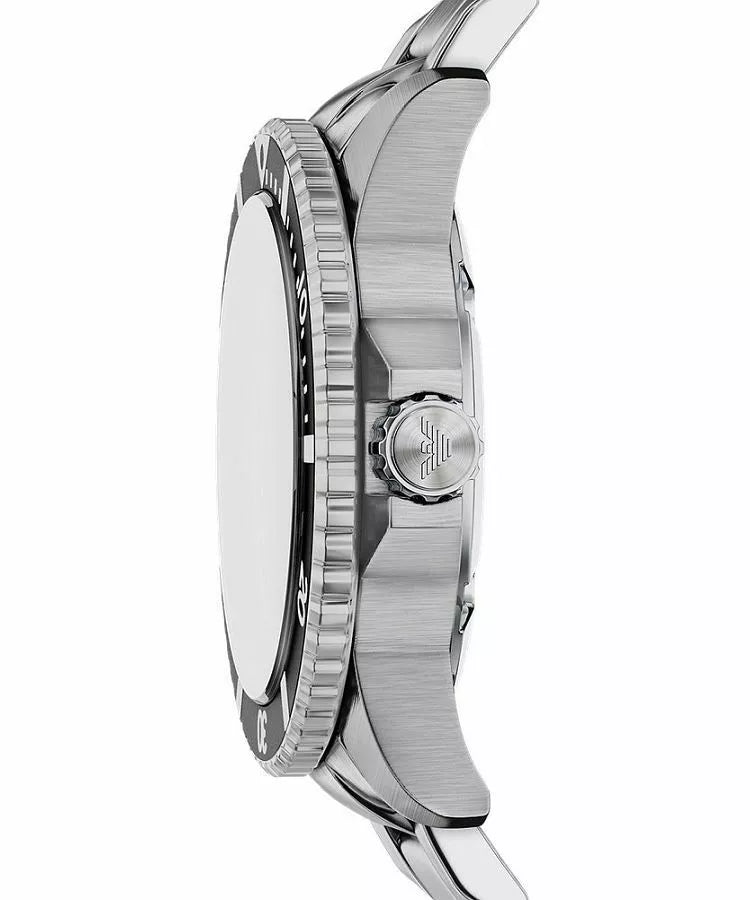 Emporio Armani World Explorer Solar Men's Watch AR11787 – 42 mm, Black Sunray Dial & Silver Stainless Steel Bracelet