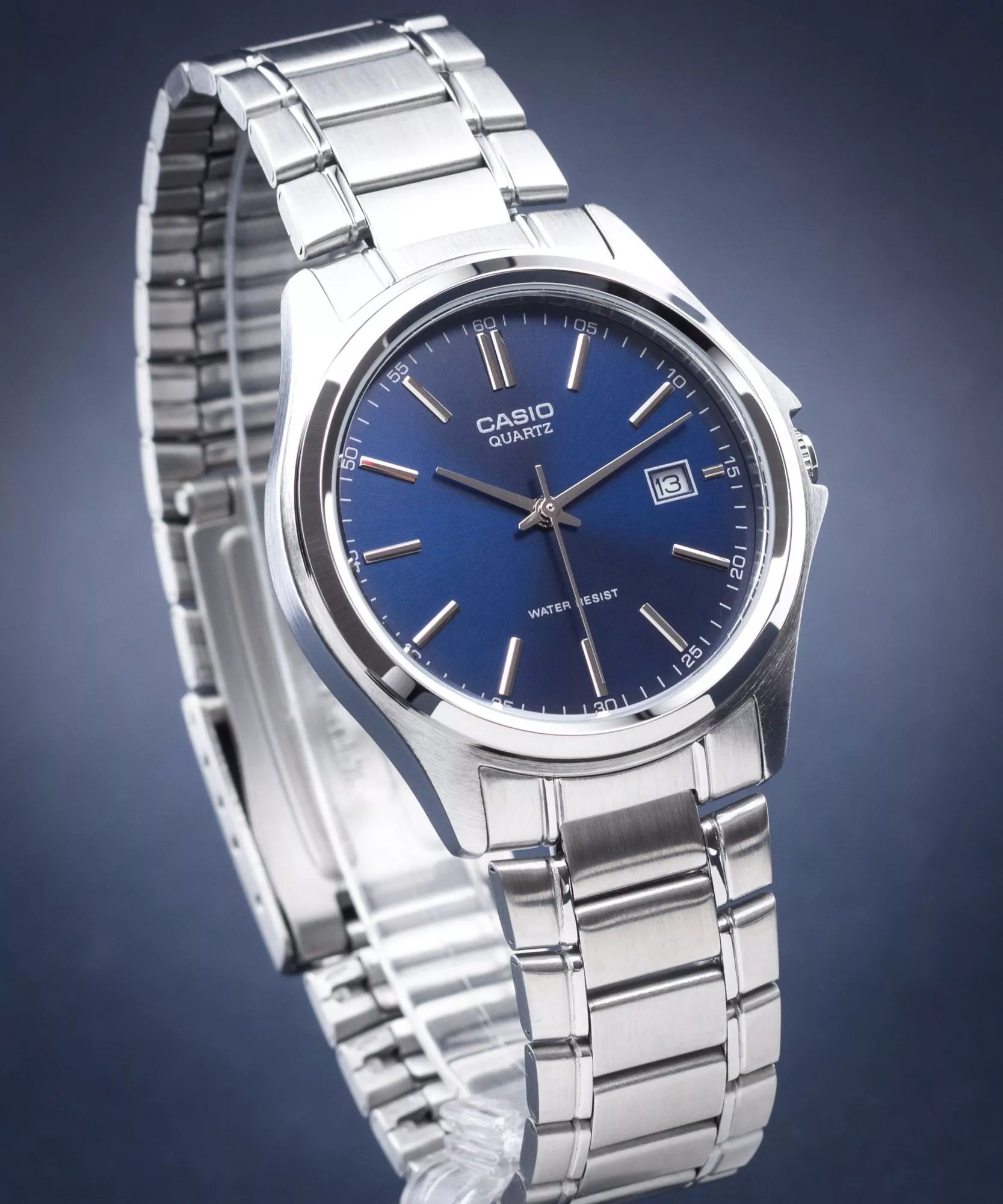 Casio MTP-1183A-2ADF Men’s Casual Watch – Silver Stainless Steel with Blue Dial 37mm Analog Quartz