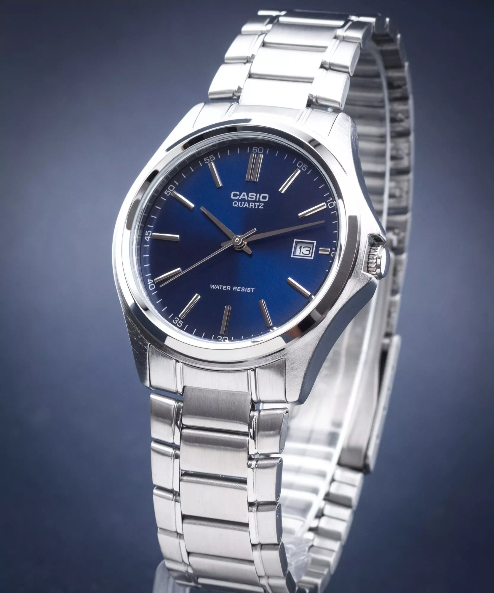 Casio MTP-1183A-2ADF Men’s Casual Watch – Silver Stainless Steel with Blue Dial 37mm Analog Quartz